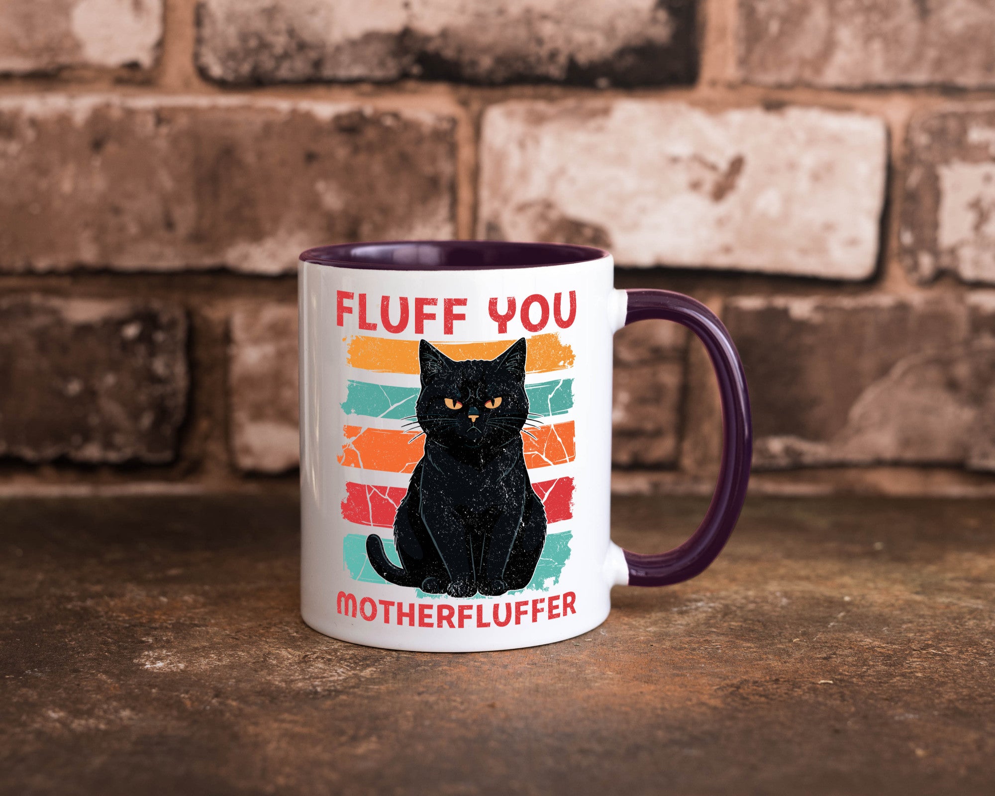 Fluff you Motherfluffer | Schwarze Katze Böse Humor Tierliebhaber Geschenkidee