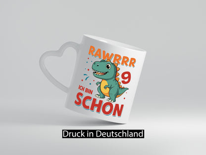 9. Geburtstag | 9 Jahre Raw ich bin schon T-Rex Geschenkidee Humor Tasse
