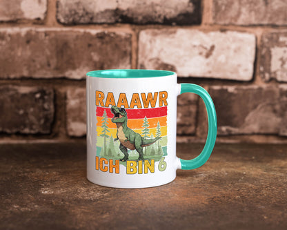 6. Geburtstag | 6 Jahre rarrrr ich bin Dinosaurier Humor Geschenkidee Tasse