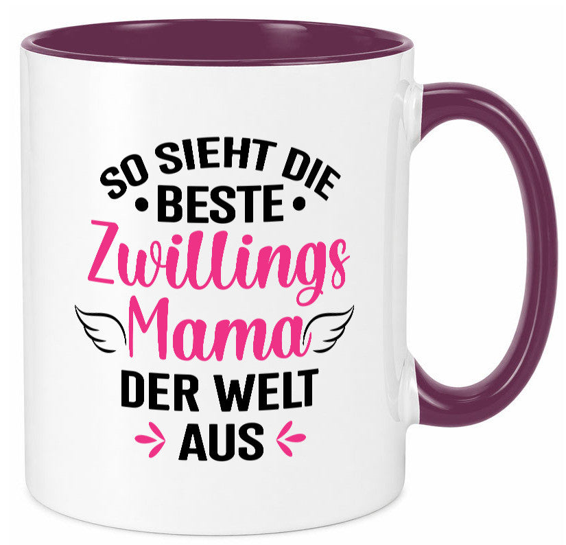 So sieht die Beste Zwillingsmama der Welt aus | Mama lustiger Spruch Geschenk Tasse