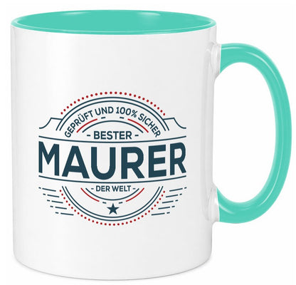 Geprüft und sicher: Maurer | Bau Handwerker Geschenk Humor Geschenkidee Tasse
