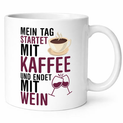 Mit Kaffe und Wein | Kaffeeliebhaber Weinliebhaber Geschenkidee Humor Tasse
