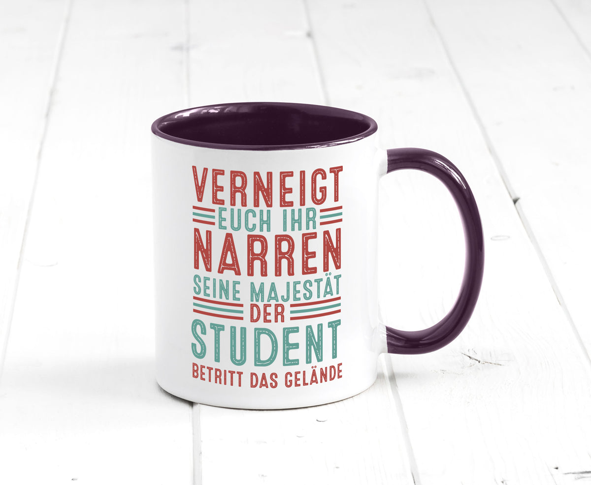 Verneigt euch: Student | Universität Uni Studium Geschenkidee Humor Tasse