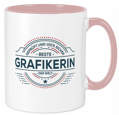 Geprüft und sicher: Grafikerin | Grafik Design Humor Geschenkidee Tasse