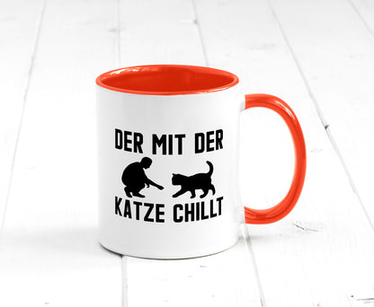 Mit der Katze | Chillen Katzenliebhaber Tierfreund lustiger Spruch Geschenk