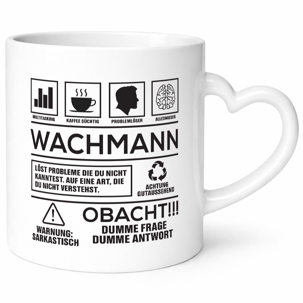 Achtung Probleme Wachmann | Wachpersonal Nachtwächter Geschenkidee Humor Tasse