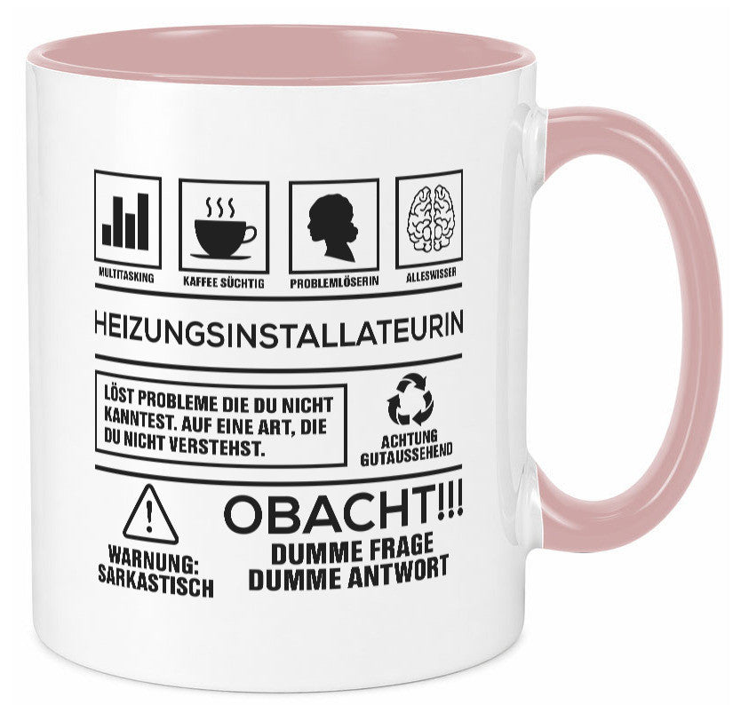 Achtung Probleme Heizungsinstallateurin | Heizung Humor Geschenkidee Tasse