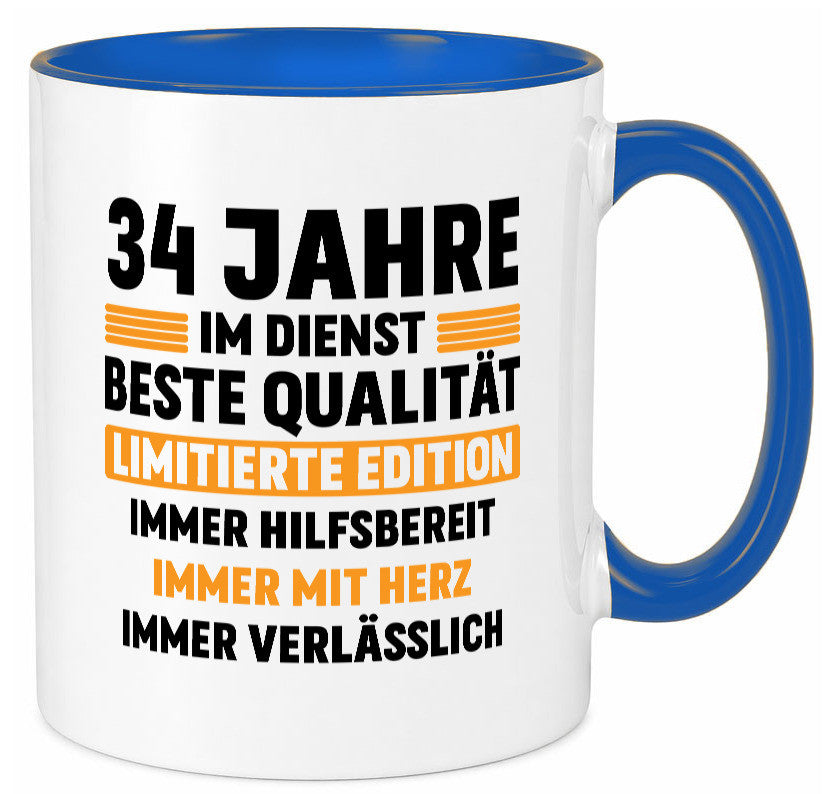 34 Jahre im Dienst | Jubiläum Arbeit v2 Humor Kollegen Büro Geschenkidee Tasse