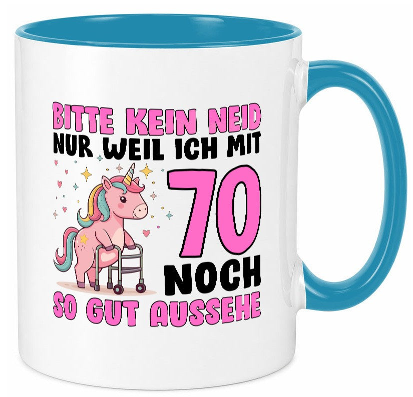 70. Geburtstag | 70 Jahre Mit noch so gut aussehen lustig Geschenkidee Geschenk Tasse