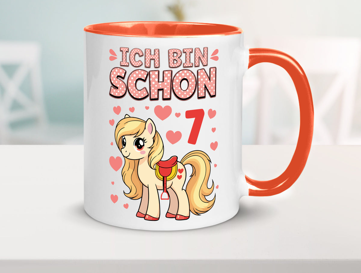 7. Geburtstag | 7 Jahre Mädchen Reiten Pony lustiger Spruch Geschenk Tasse
