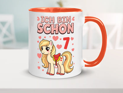 7. Geburtstag | 7 Jahre Mädchen Reiten Pony lustiger Spruch Geschenk Tasse