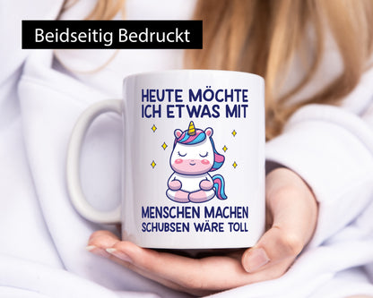 Heute möchte ich Menschen schubsen | Einhorn lustiger Spruch Geschenk Humor