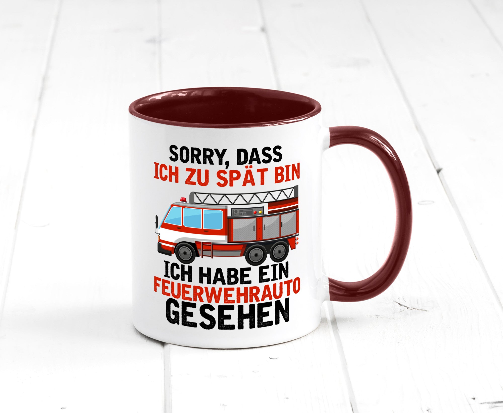 Ich hab ein feuerwehrauto gesehen | lustig Humor Geschenkidee Geschenk Tasse