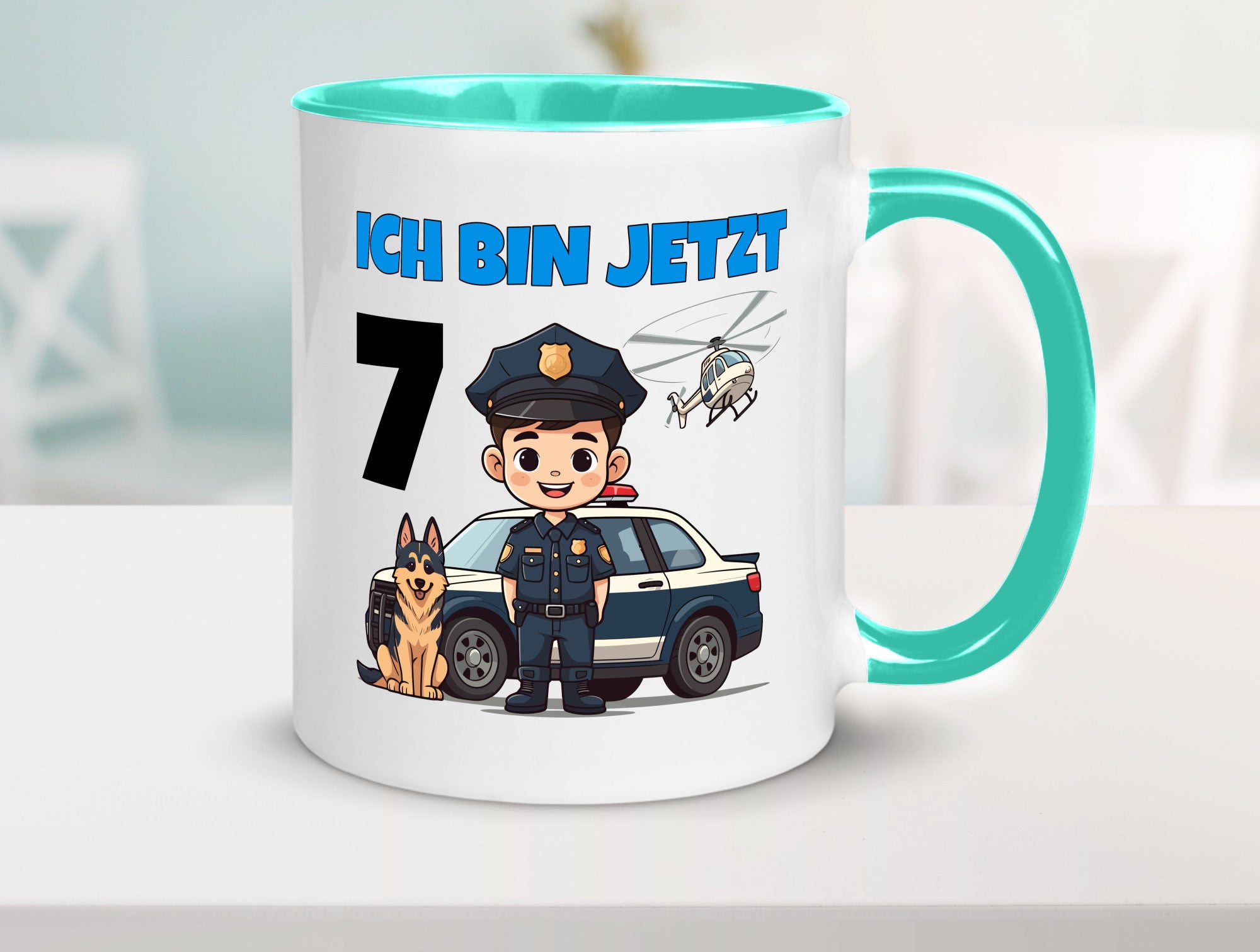7. Geburtstag | 7 Jahre Polizei Kind Polizeiauto Humor Geschenkidee Tasse