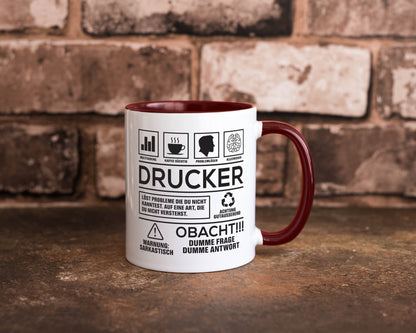 Achtung Probleme Drucker | Druckerei Print Medien Humor Geschenkidee Tasse