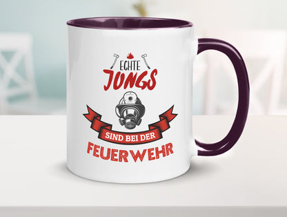 Echte Jungs sind bei der Feuerwehr | Feuerwehrmann lustiger Spruch Geschenk Tasse