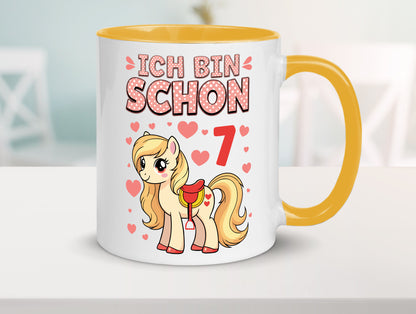 7. Geburtstag | 7 Jahre Mädchen Reiten Pony lustiger Spruch Geschenk Tasse