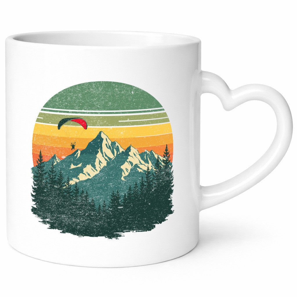 Retro Fleitschirmfliegen über die Berge v2 lustiger Spruch Geschenk Humor