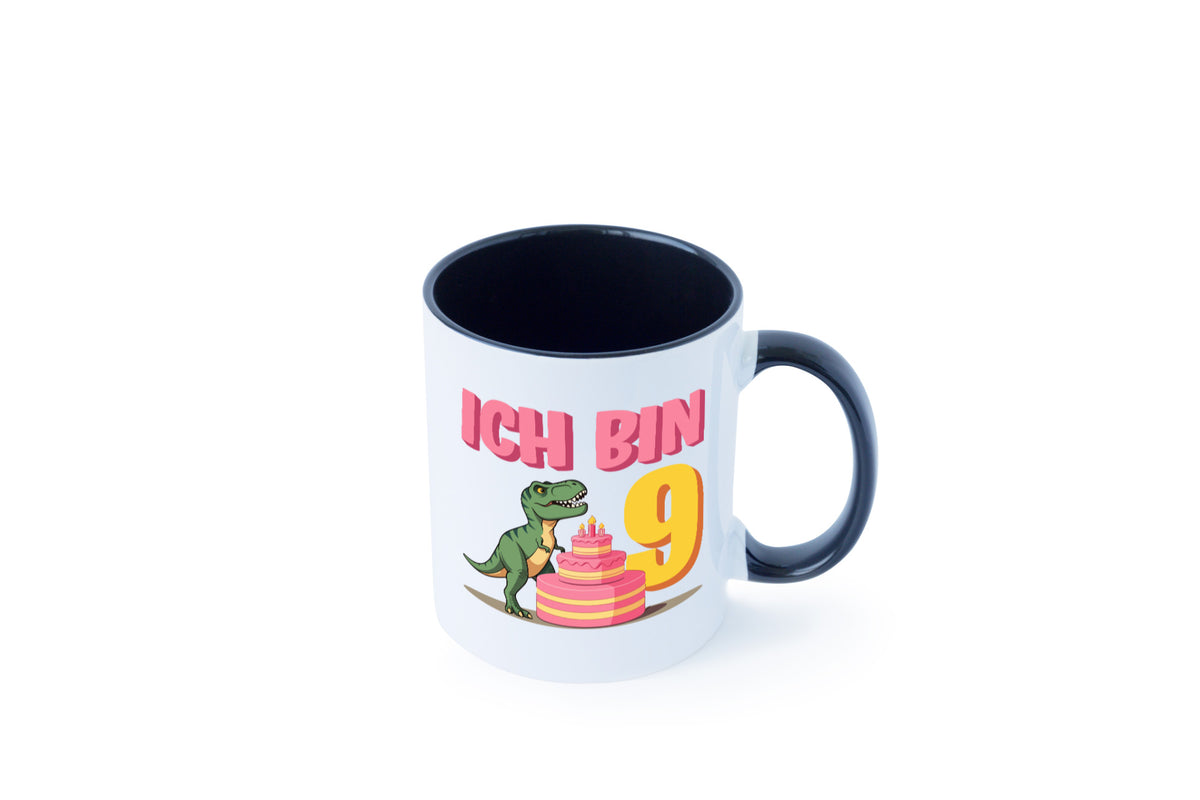 9 Geburtstag | Jahre Dinosaurier mit Kuchen Geschenk Geschenkidee lustiger Tasse