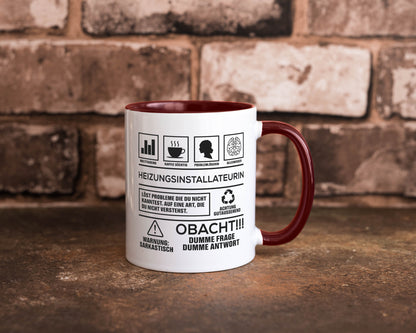 Achtung Probleme Heizungsinstallateurin | Heizung Humor Geschenkidee Tasse