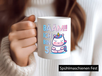 Baam!! Ich bin 5 | Einhorn Geschenkidee Humor Tasse