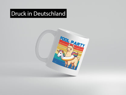Pool Party | Lama Alpaka Einhorn lustig Humor Geschenkidee Geschenk Tasse
