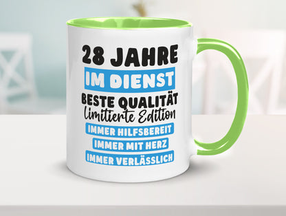 28 Jahre im Dienst | Jubiläum Arbeit v6 lustig Kollegen Büro Geschenk Tasse