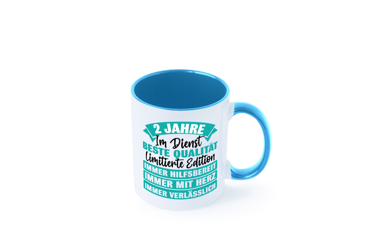 2 Jahre im Dienst | Jubiläum Arbeit v2 Geschenk Kollegen Büro lustiger Spruch Tasse