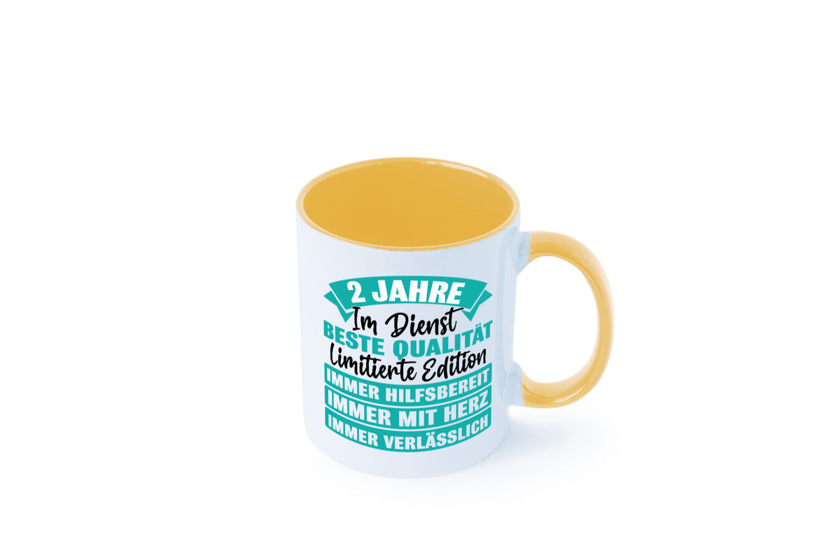 2 Jahre im Dienst | Jubiläum Arbeit v2 Geschenk Kollegen Büro lustiger Spruch Tasse