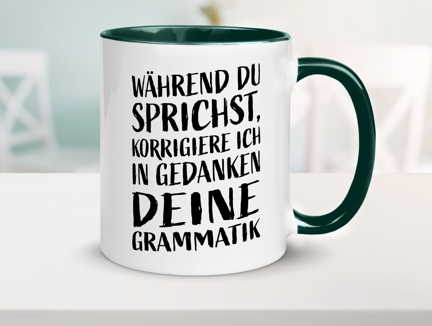 Während du sprichst, Grammatik korrigieren lustiger Spruch Geschenk Humor
