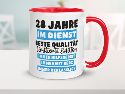 28 Jahre im Dienst | Jubiläum Arbeit v6 lustig Kollegen Büro Geschenk Tasse