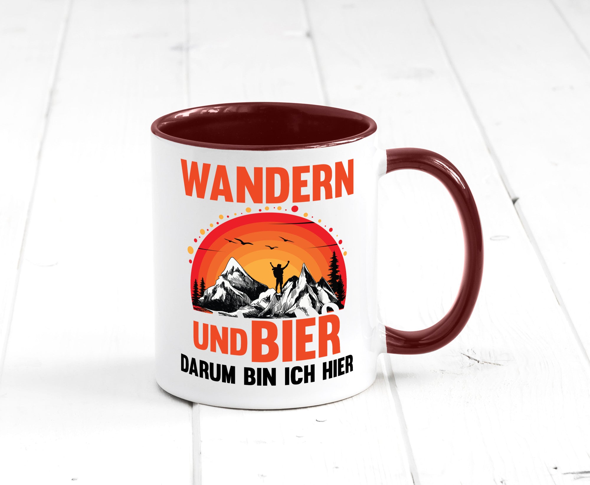 Wandern und Bier darum bin ich hier | lustiger Spruch Geschenk Humor