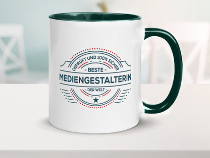 Geprüft und sicher: Mediengestalterin | Medien lustiger Spruch Geschenk Humor