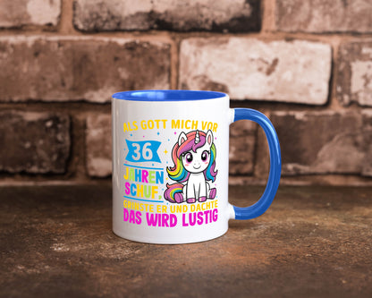 36. Geburtstag | Als Gott mich schuf 40 Jahre v2 Humor Geschenkidee Tasse
