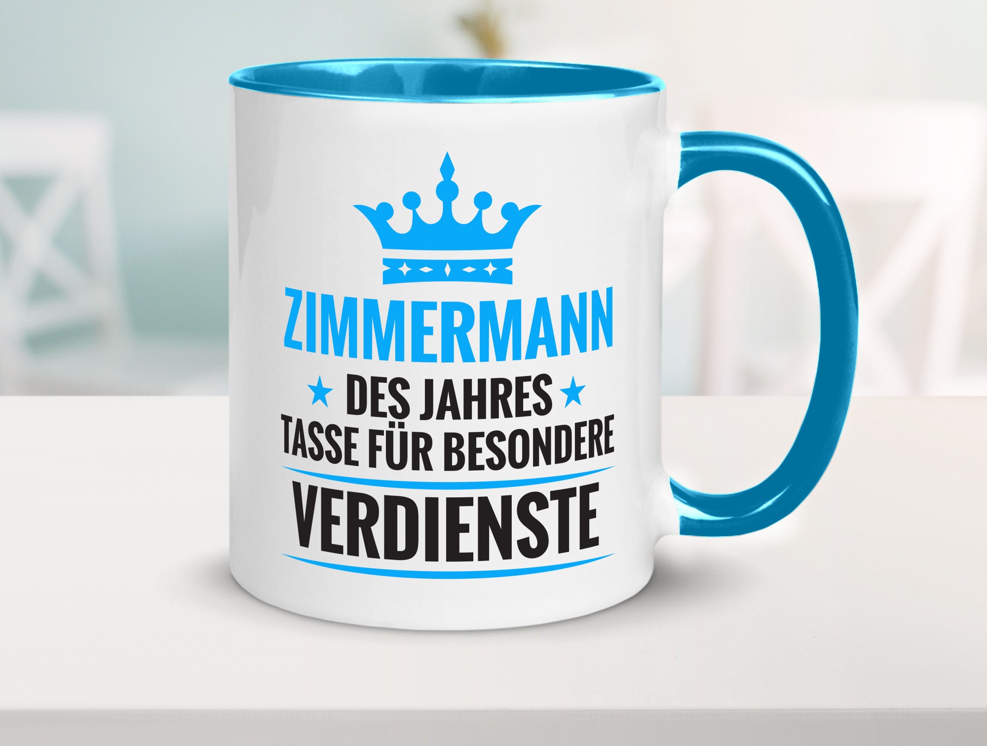 Besonderer Verdienst:Zimmermann | Handwerker Holzbau Humor Geschenkidee Tasse