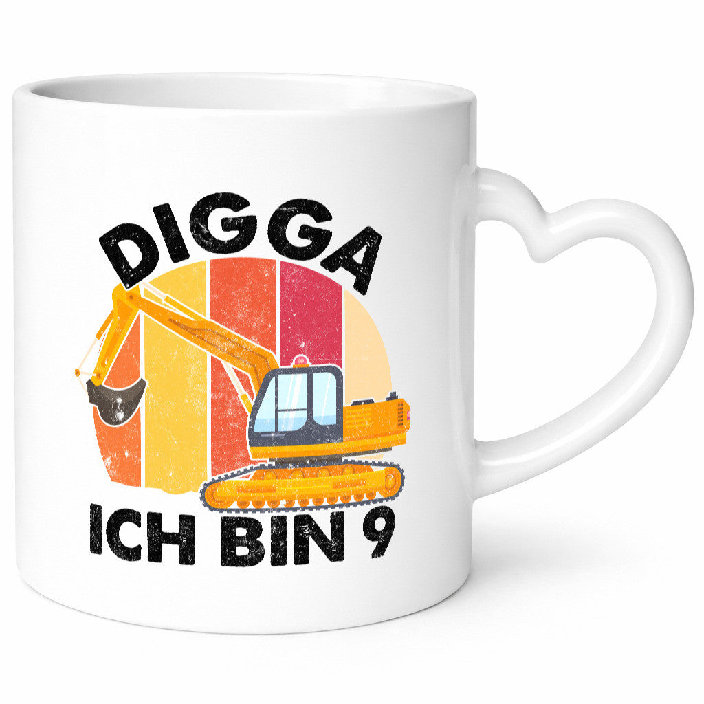 9. Geburtstag | 9 Jahre Bagger Digga Geschenkidee Humor Tasse