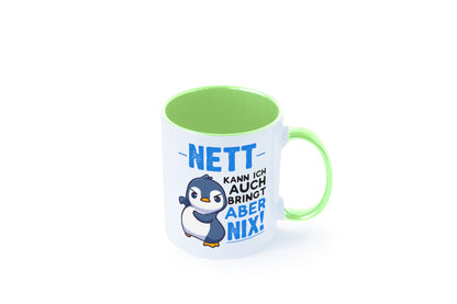 Nett kann ich auch | lustige Spruchtasse Pinguin Geschenk Humor Geschenkidee