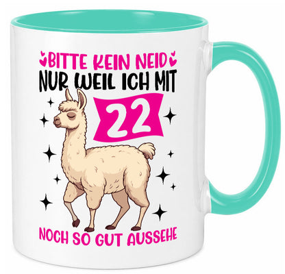 22. Geburtstag | 22 Jahre Lama gut aussehen lustig Geschenkidee Geschenk Tasse