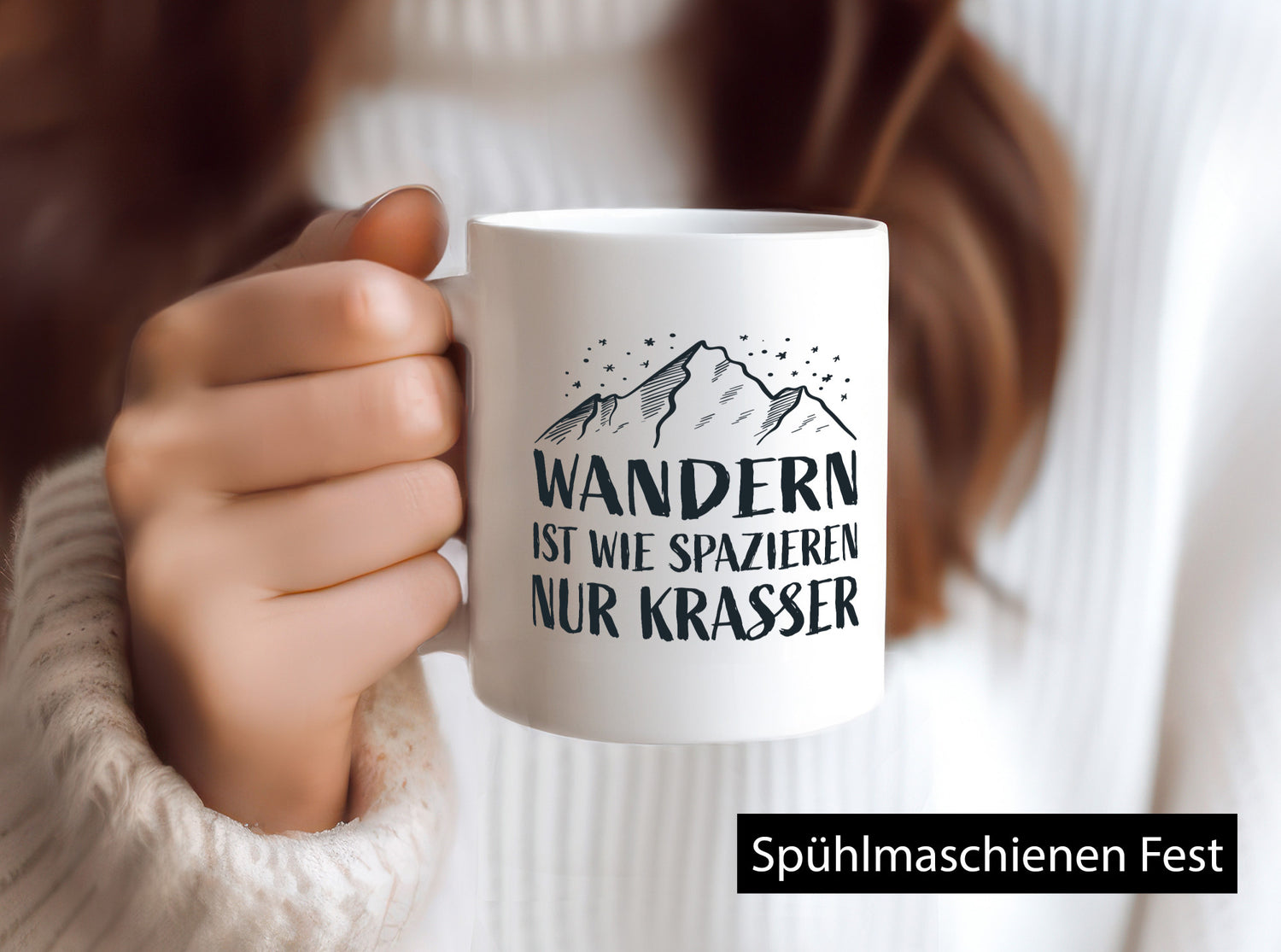 Wandern wie spaieren, nur krasser | Berge Sterne Geschenkidee Humor Tasse
