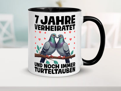 7 Jahre verheiratet | Turteltauben Ehe Ehepaar Geschenkidee Humor Tasse