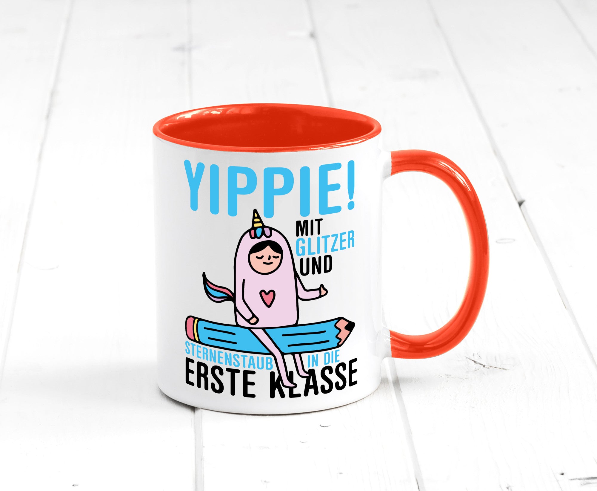 Mit Glitzer und Sternenstaub | Einschulung Einhorn lustiger Spruch Geschenk