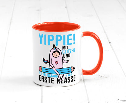 Mit Glitzer und Sternenstaub | Einschulung Einhorn lustiger Spruch Geschenk