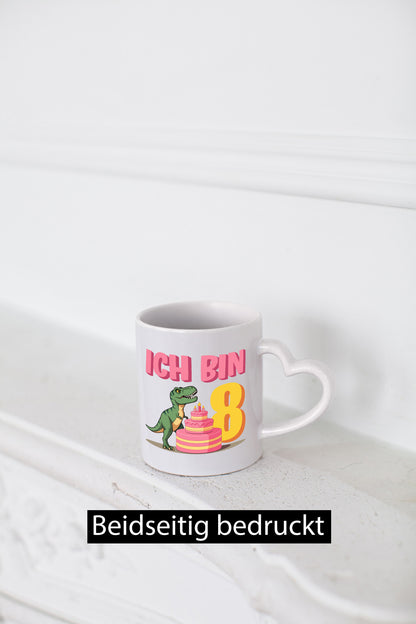 8. Geburtstag | Jahre Dinosaurier mit Kuchen Geschenkidee Humor Tasse