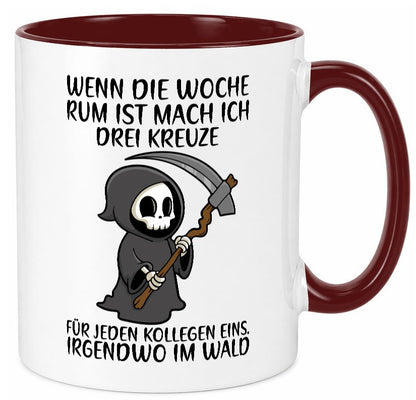 Wenn die Woche rum ist | Sensenmann Kollegen Büro Job lustiger Spruch Geschenk Tasse