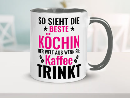 Kaffee trinkt: Köchin | Chefköchin Chefkoch Humor Arbeit Kollegen Büro