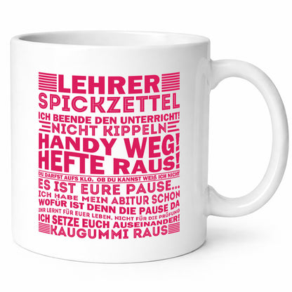 Lehrer Spickzettel | Beruf Tasse lustiger Spruch vl3 Humor Arbeit Kollegen Büro