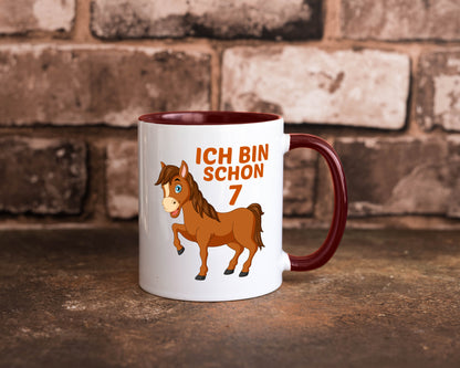 7. Geburtstag | Ich bin schon 7 Pferde Pony Humor Geschenkidee Tasse