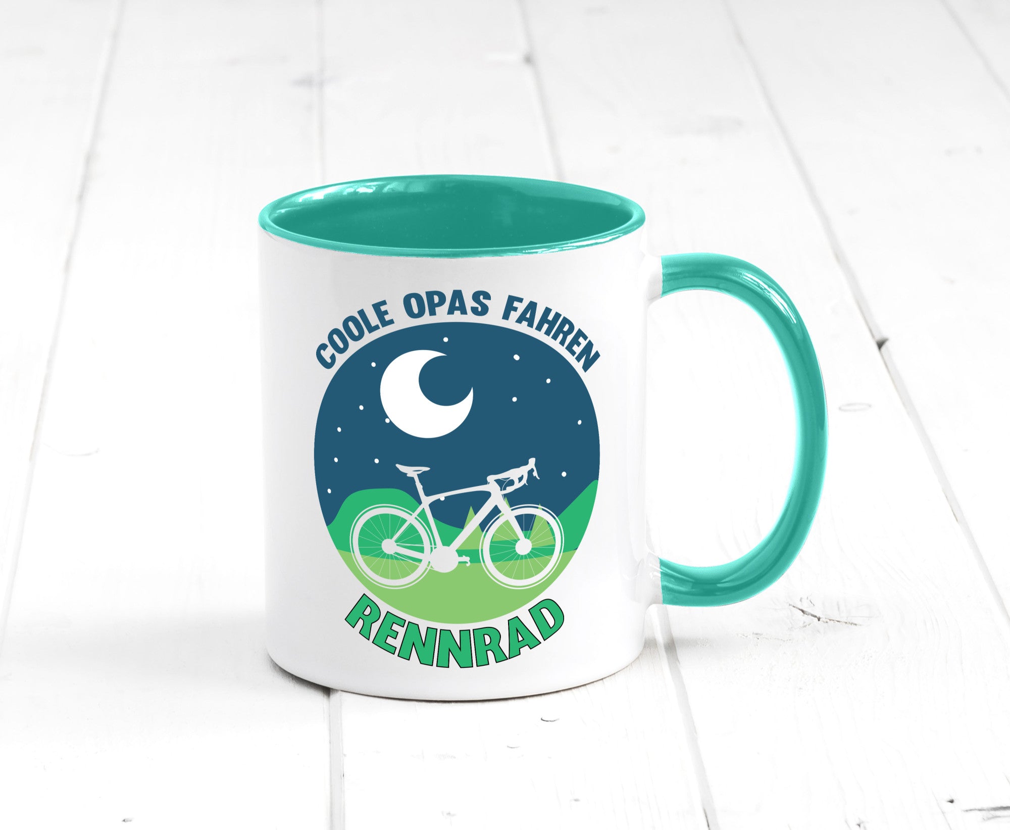 Coole Opas fahren Rennrad | Mond Landschaft Geschenk Familie Geschenkidee