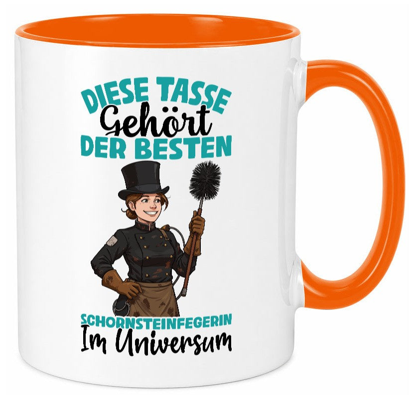 Im Universum: Schornsteinfegerin | Kaminkehrer lustiger Spruch Geschenk Humor Tasse
