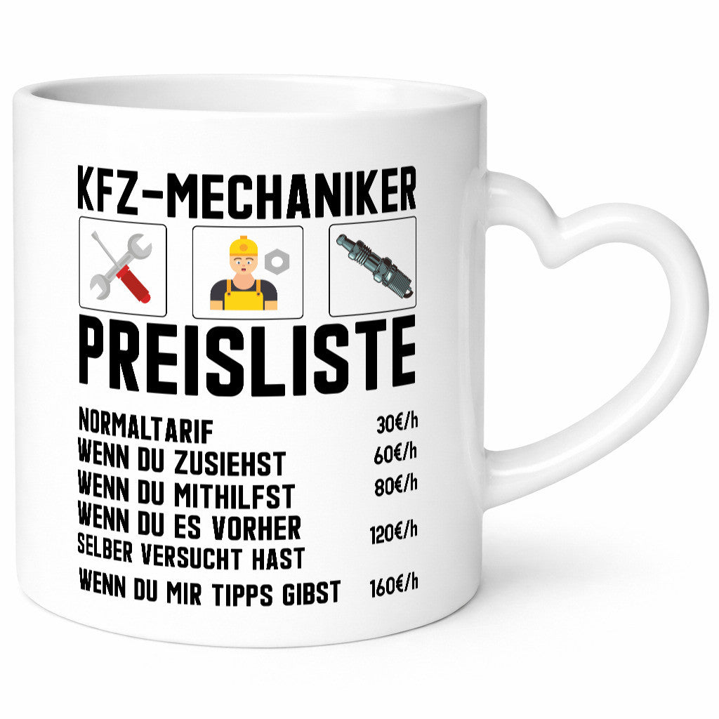 KFZ Mechaniker Preisliste | Werkstatt Automechaniker Geschenk Humor